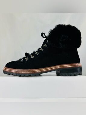Kate Spade winter snow boots Size 10M black Robin faux fur lug heel womens